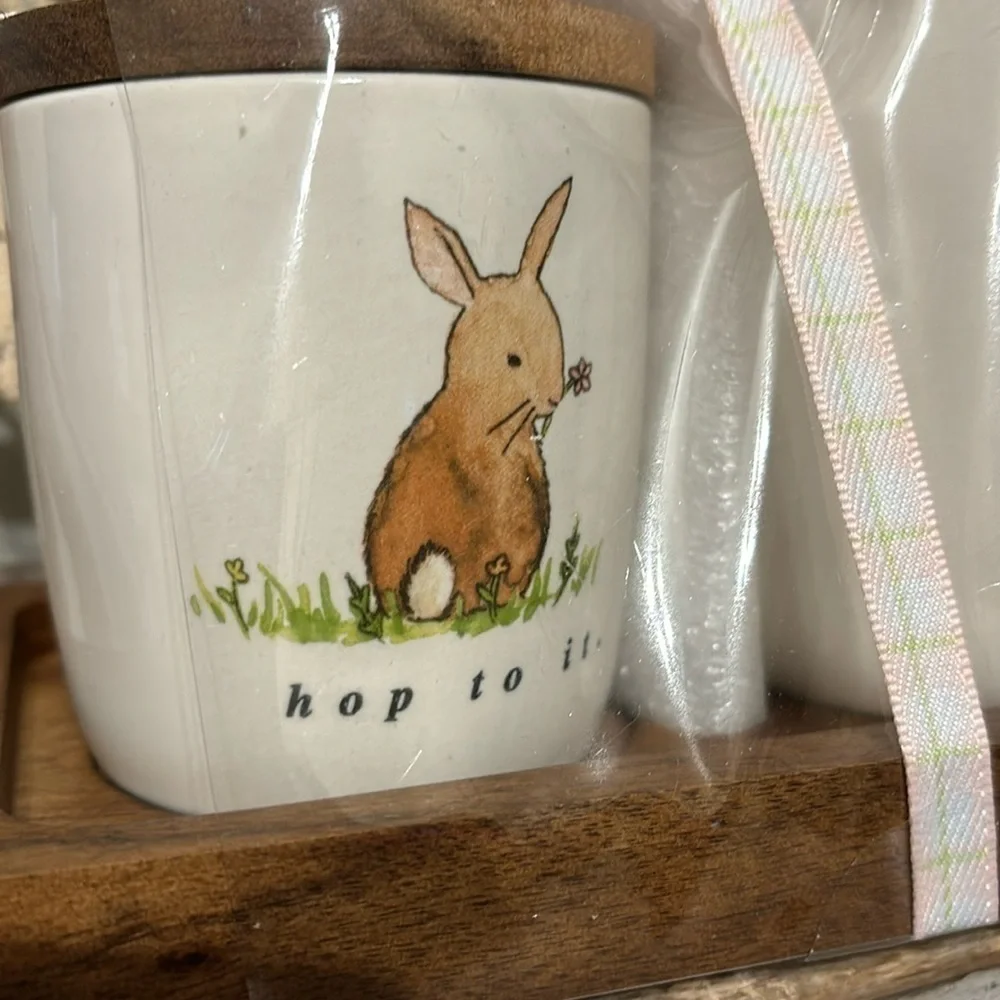 NEW RAE DUNN HIP HOP AND HOP TO IT Rabbit Sugar And Creamer Set